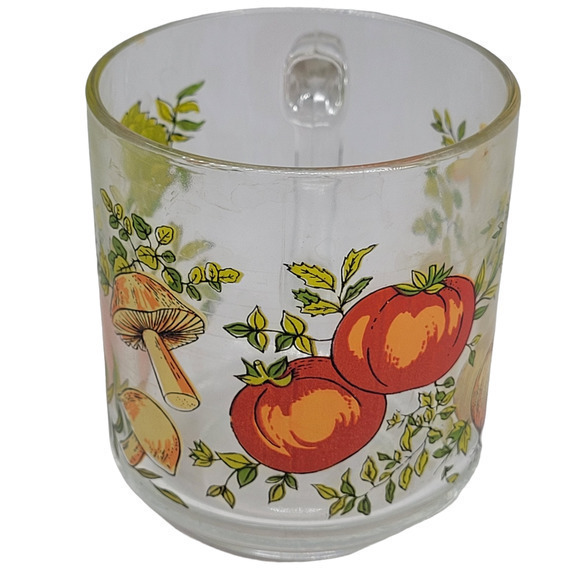 HP Arcoroc Vegetable Print Spice or Life Clear Pressed Glass Mug - Picture 5 of 6
